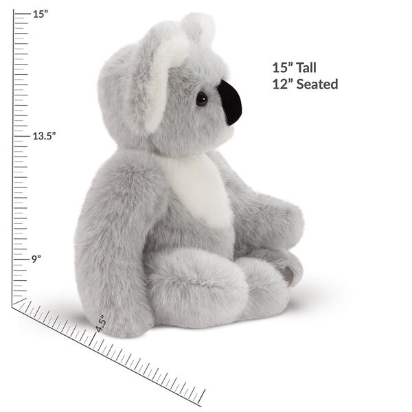 15" Classic Koala - Side view of seated jointed Koala with measurements of 15" Tall or 12" Seated