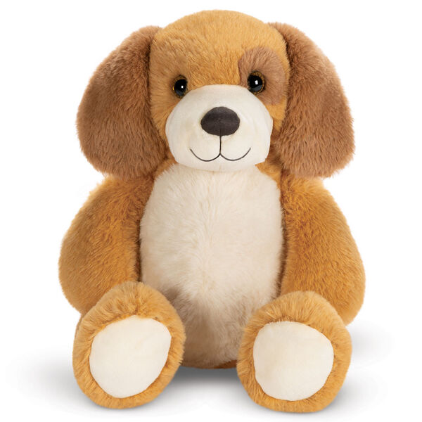 15" Cuddle Chunk Puppy - Seated soft floppy brown dog with tan belly and muzzle image number 0