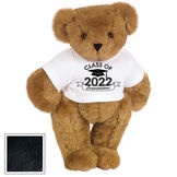 15" Graduation T-Shirt Bear - Standing jointed bear dressed in a white t-shirt with Class of 2022 on the front - Black image number 3