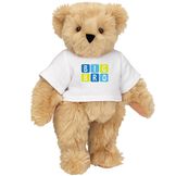 15" BIG BRO T-Shirt Bear - Standing jointed bear dressed in white t-shirt with blue and green graphic that says, "Big Bro' - Maple brown fur image number 6