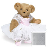15" Ballerina Bear - Standing jointed bear dressed in pink satin and tulle dress and ballet slippers. Center front of dress is personalized with "Hannah" in bright pink lettering - Gray image number 4