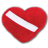 Mini huggable heart pillow - Red fleece pillow with diagonal white sash on front pocket.  image number 0