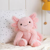 15" Buddy Axolotl - Front view of pink Axolotl weighted stuffed animal gift in a bedroom image number 2