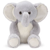 15" Cuddle Chunk Elephant - Front view of seated grey and white stuffed animal elephant with brown eyes image number 5